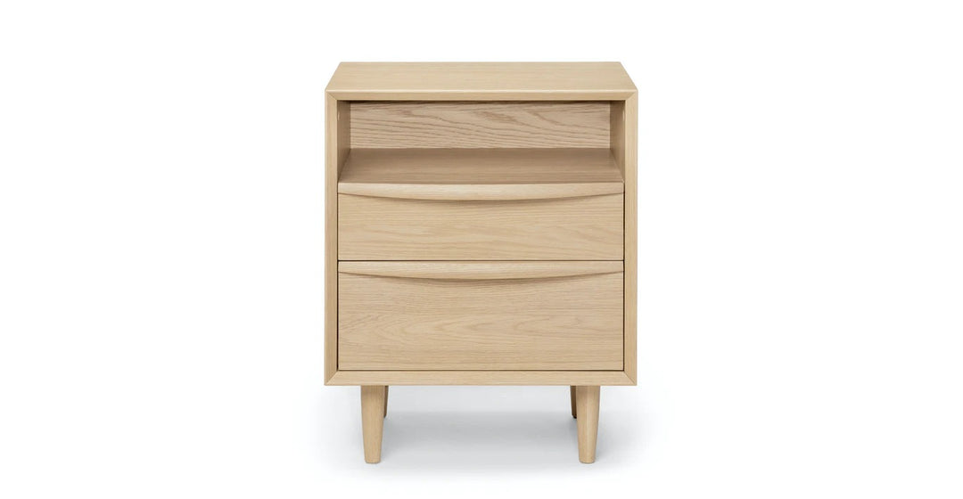 Lenia White Oak 2 Drawer Nightstand