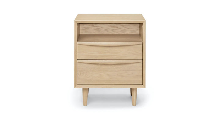 Lenia White Oak 2 Drawer Nightstand