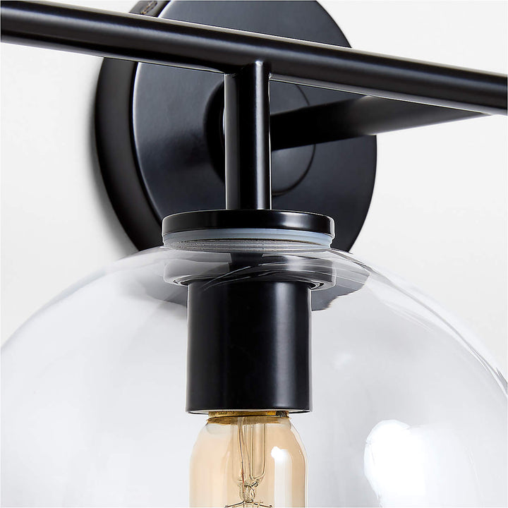 Arren Black 4 Light Wall Sconce Light with Clear Glass Round Shade