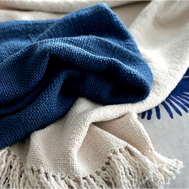 Styles Blue Fringe Throw Blanket