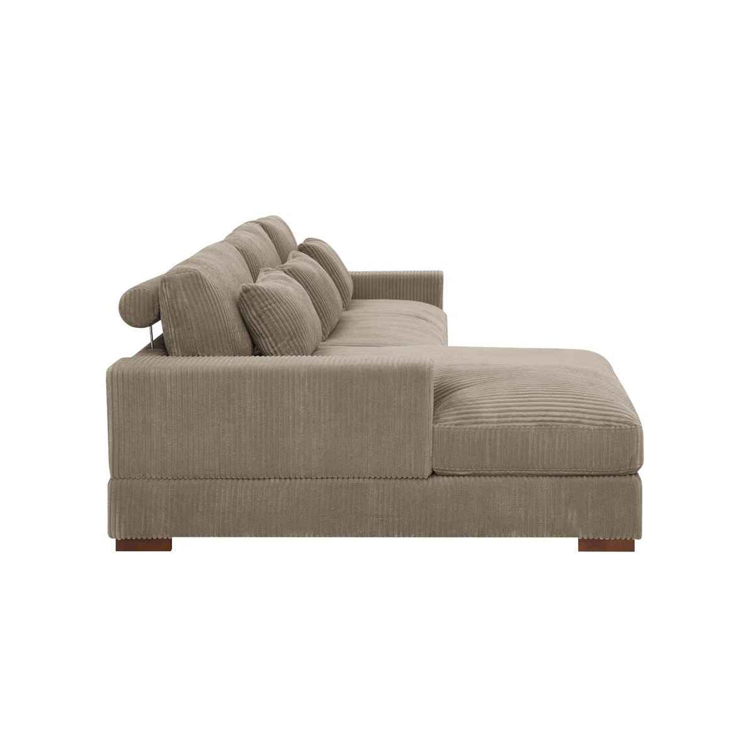 Modern Corduroy Sectional Sofa With Chaise