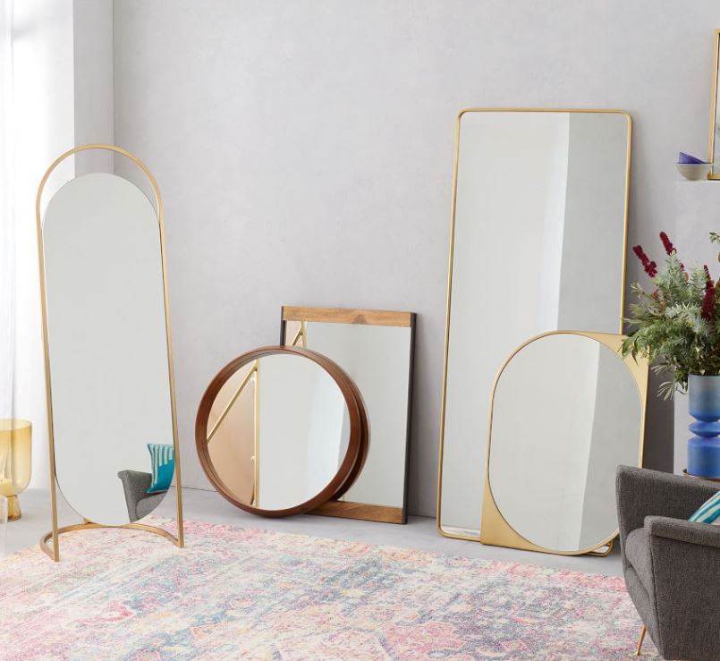 Eucalyptus Wood Frame Ledge Round Wall Mirror