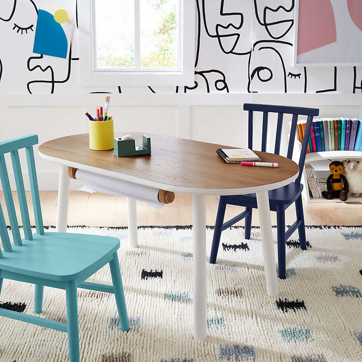 Rue Adjustable White Wood Kids Table with 23" Legs