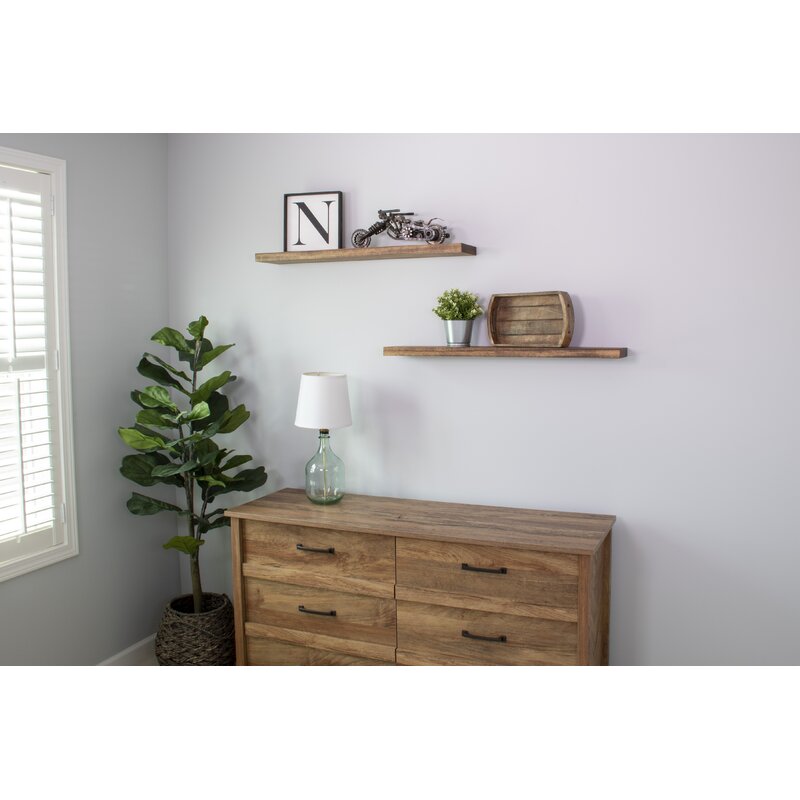 Bridgecliff 2 Piece Poplar Solid Wood Floating Shelf Set of 2