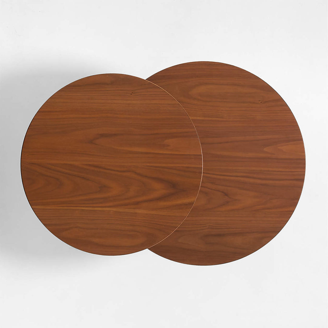 Oro Natural Walnut Wood Tiered Side Table