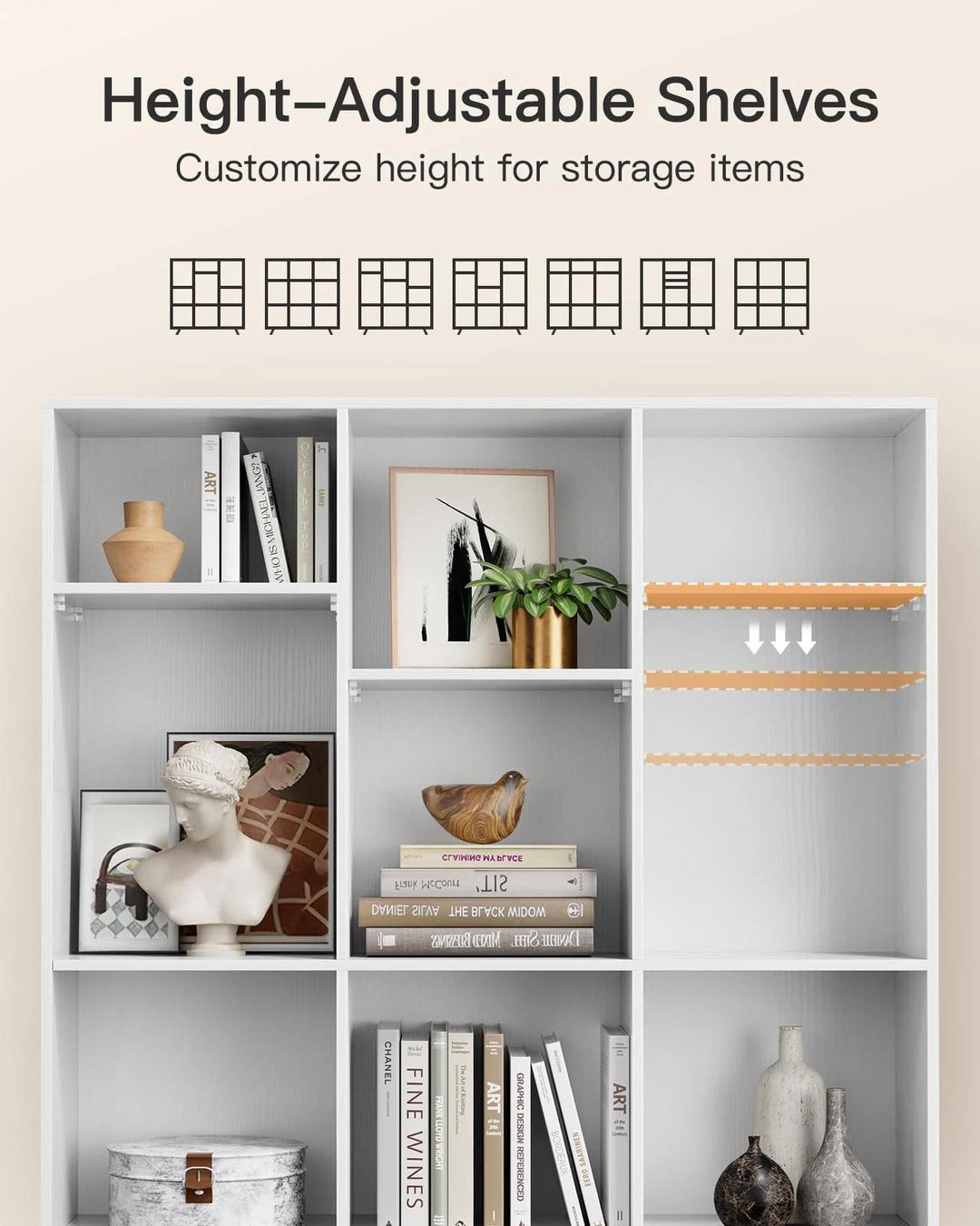 Wood Cube Bookcase Vertical Book Rack Library Shelves