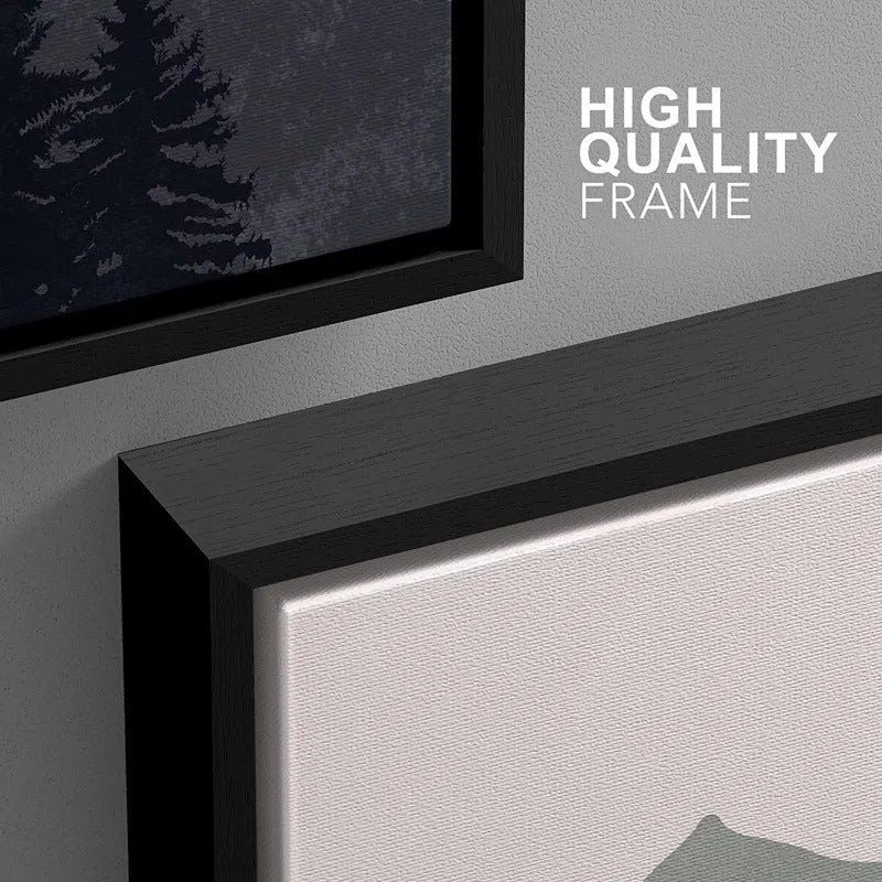 Blue Gray Duotone Mountain Forest Abstract 36X72