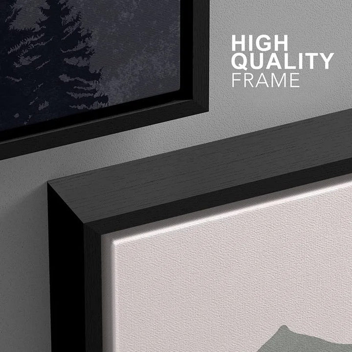 Blue Gray Duotone Mountain Forest Abstract 36X72