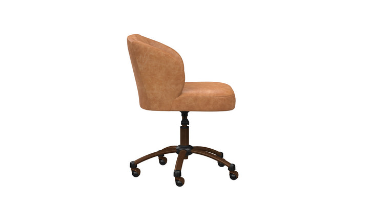 Faux Leather Caramel Wingback Swivel Desk Chair