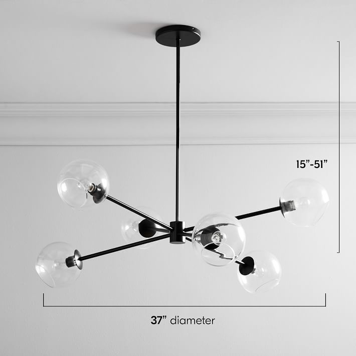 Staggered Glass Burst Chandelier Clear Bronze
