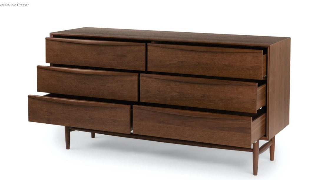 Lenia Walnut 6 Drawer Double Dresser