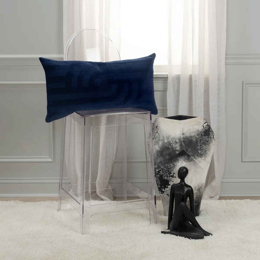 Terrah Embroidered Cotton Lumbar Throw Pillow-14"x26"