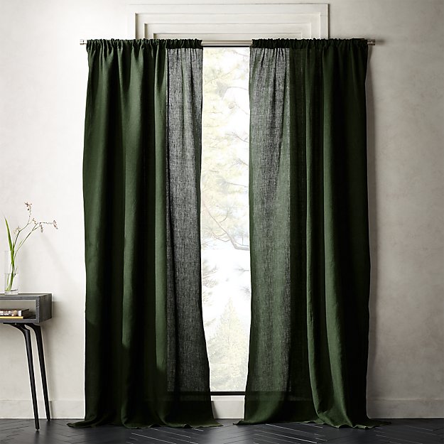 FOREST GREEN LINEN CURTAIN PANEL