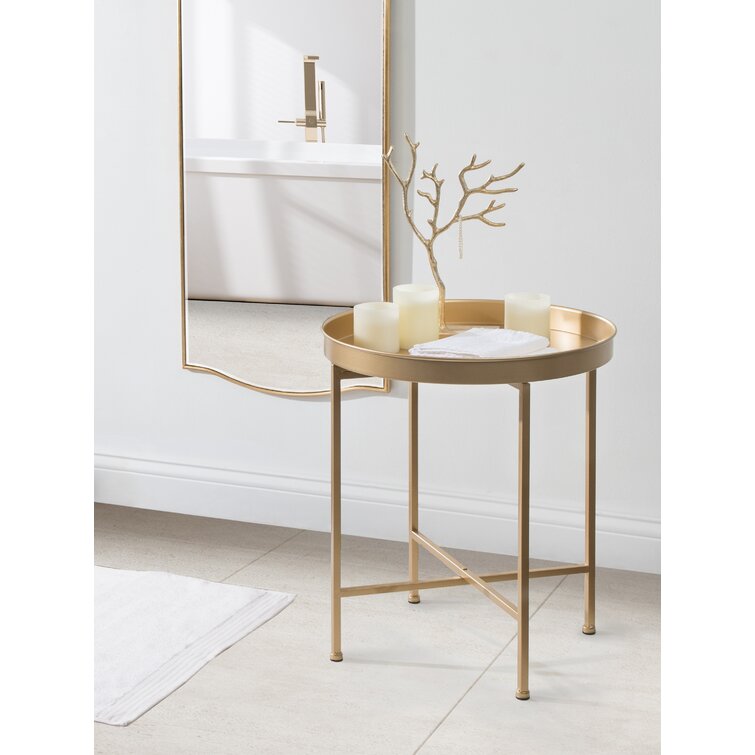 Alvis Iron Tray Top Cross Legs End Table