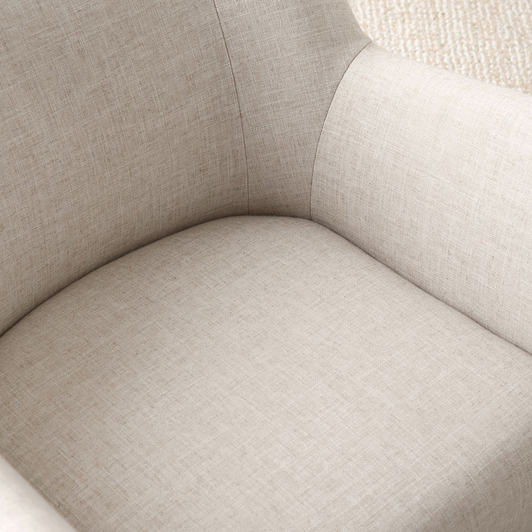 Eco Performance Textured Weave Oatmeal Lennon Low Swivel Chair
