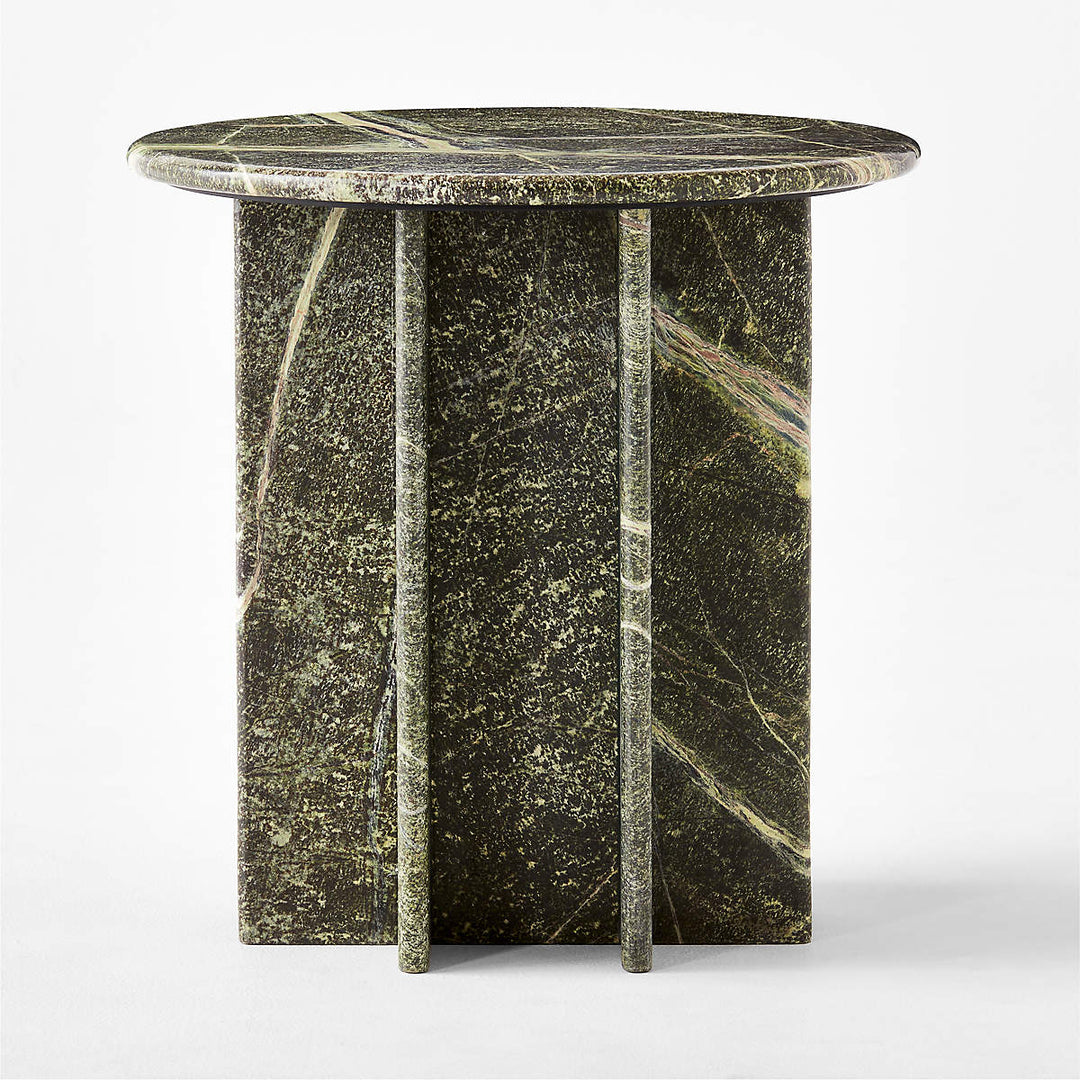 PASAR ROUND GREEN MARBLE SIDE TABLE