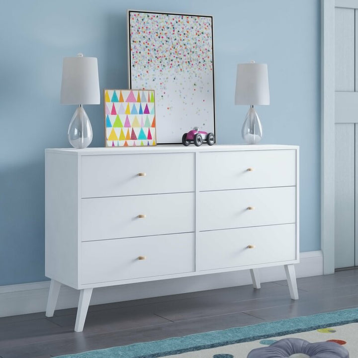 Shamar Mid Century Modern 6 Drawer Double Dresser