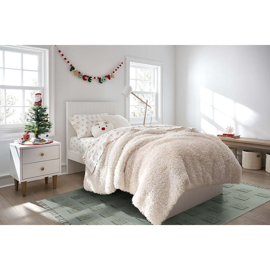 Finn White Wood 2 Drawer Kids Nightstand