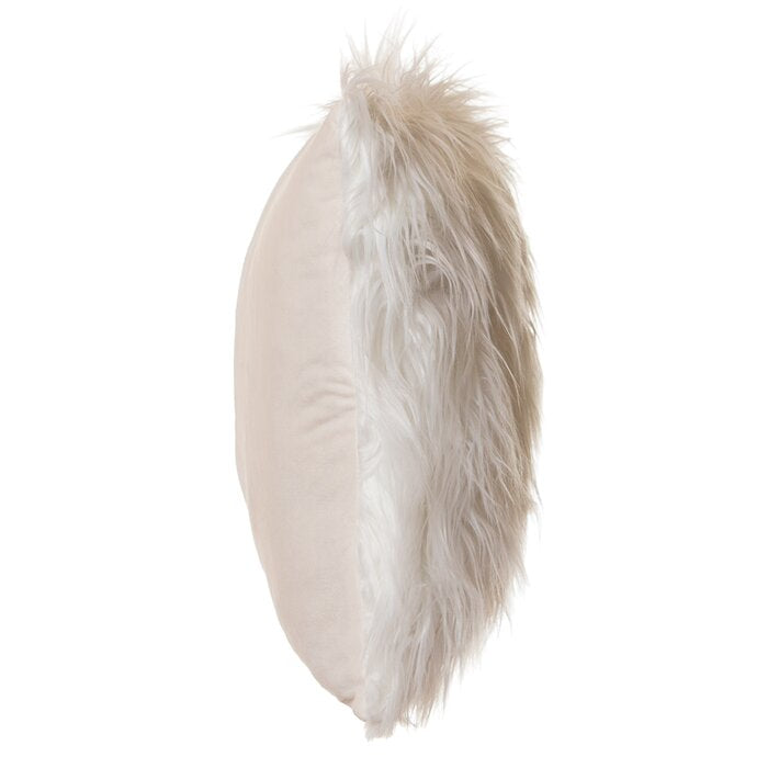 Marty Mongolian Long Hair Square Faux Fur Cushion With Insert-18"x18"