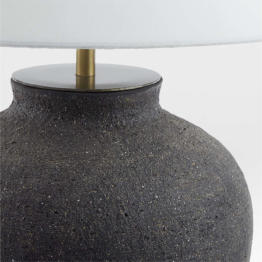 Corfu Black Table Lamp with Linen Taper Shade