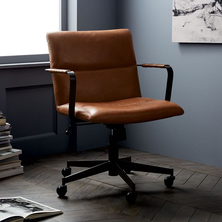Cooper Mid Century Leather Swivel Office Chair