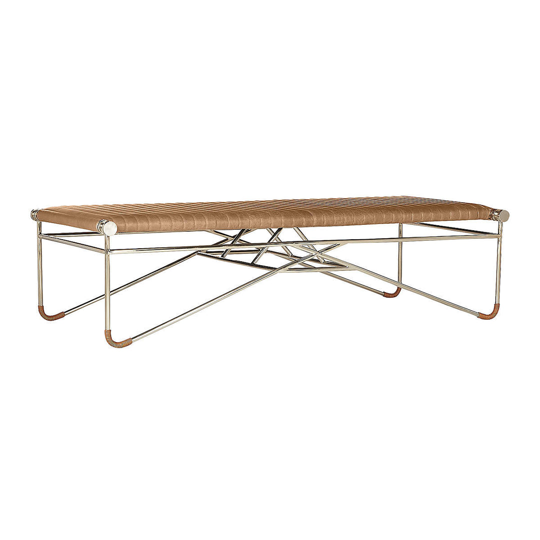 LA STRIZZA 61" SADDLE LEATHER BENCH WITH BOLSTER PILLOWS