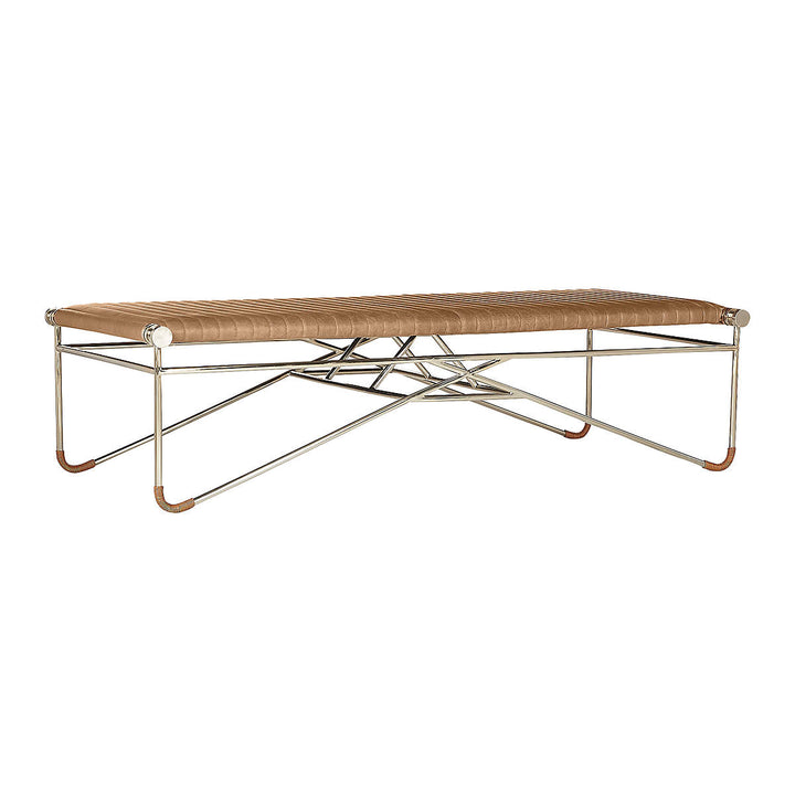 LA STRIZZA 61" SADDLE LEATHER BENCH WITH BOLSTER PILLOWS