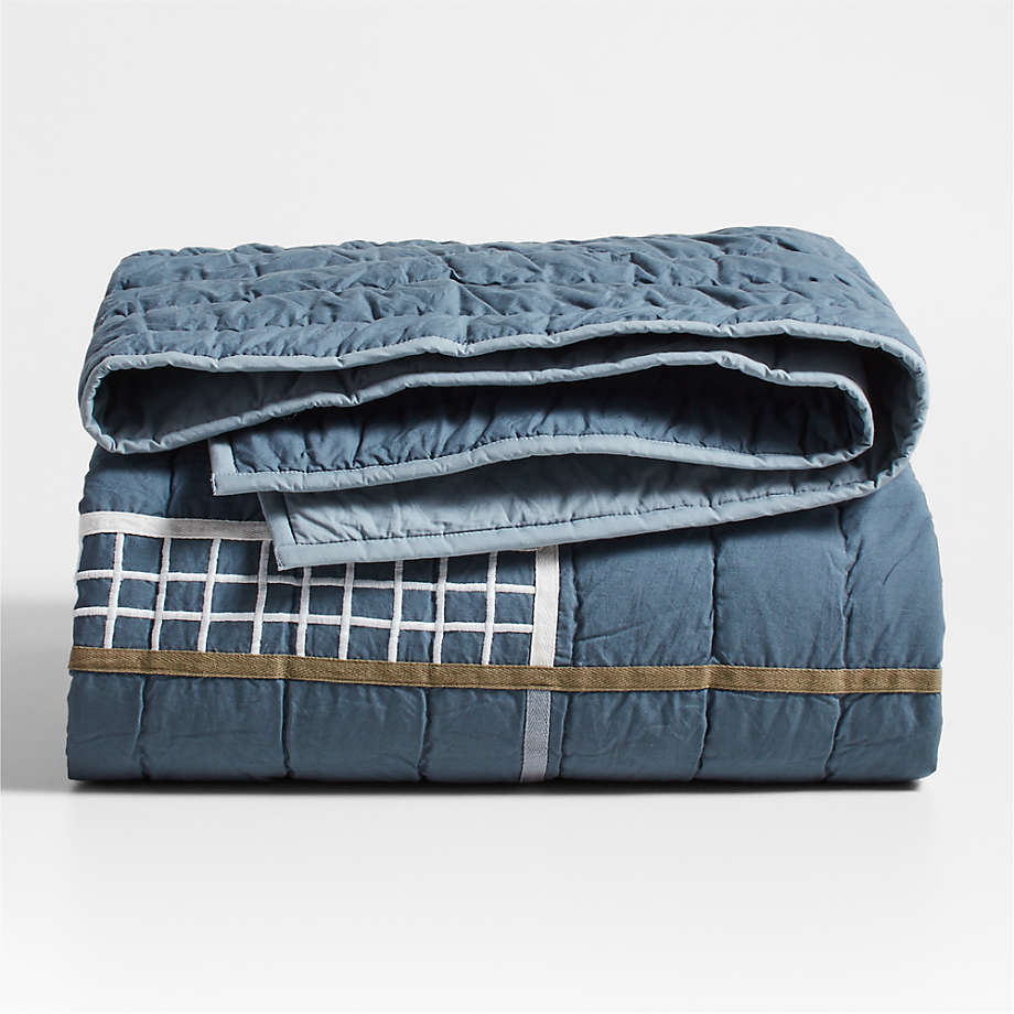 Modern Soccer Embroidered Hand Quilted Organic Cotton Kids Quilt-Twin