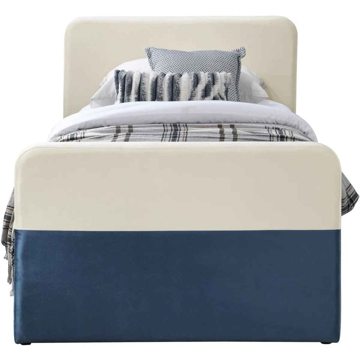 Yeudiel Velvet Upholstered Trundle Bed-Twin