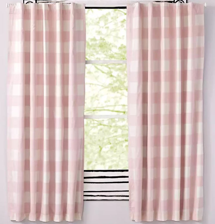 Pink Buffalo Check Blackout Curtains