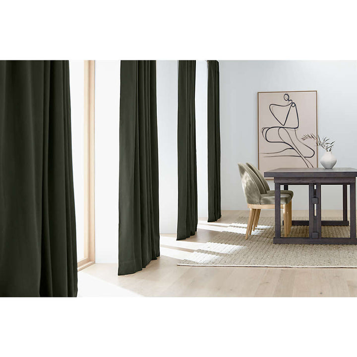 Ana Olive Green Velvet Dining Chair with Natural Legs