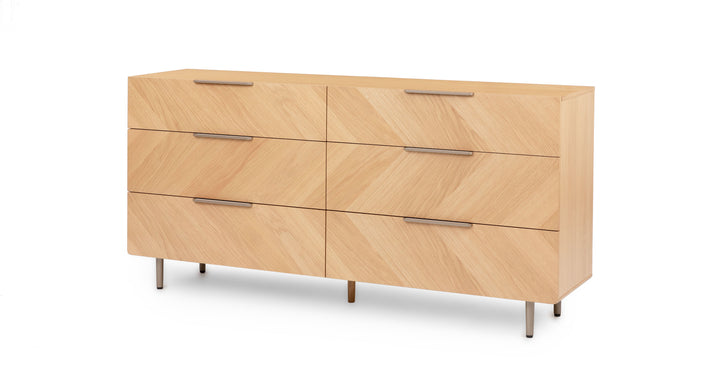 Nera Oak 6 Drawer Double Dresser