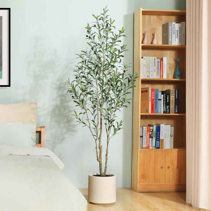 Adcock Faux Olive Tree in White Planter