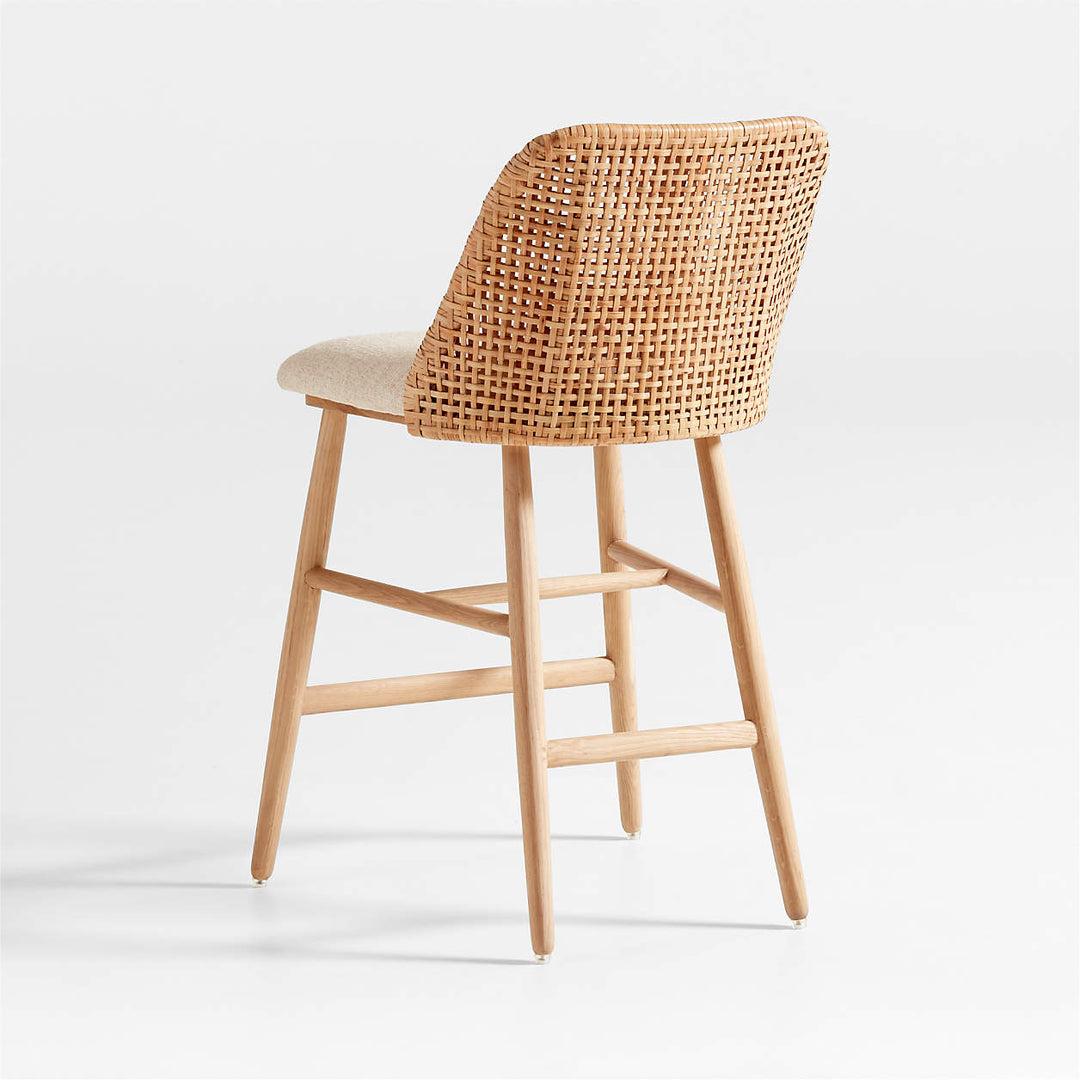 Astrid Upholstered Rattan Counter Stool