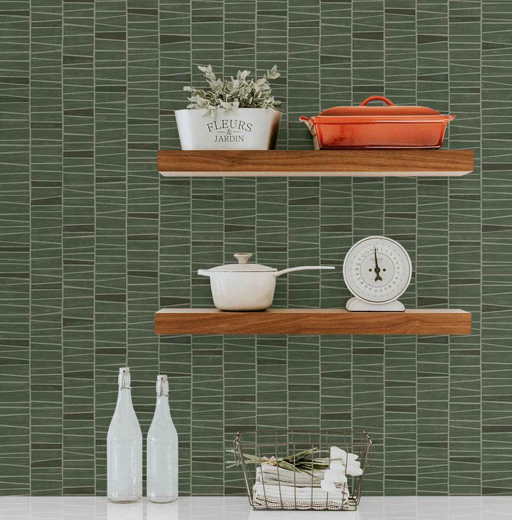 Green Stacy Garcia Home Monochrome Organic Stripe Peel And Stick Wallpaper