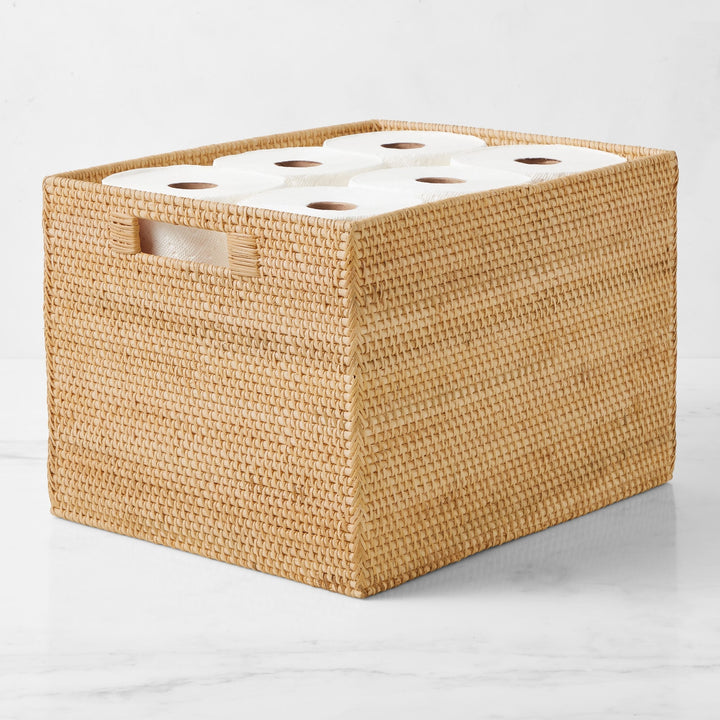Hold Everything Rattan Cubby Pantry Baskets