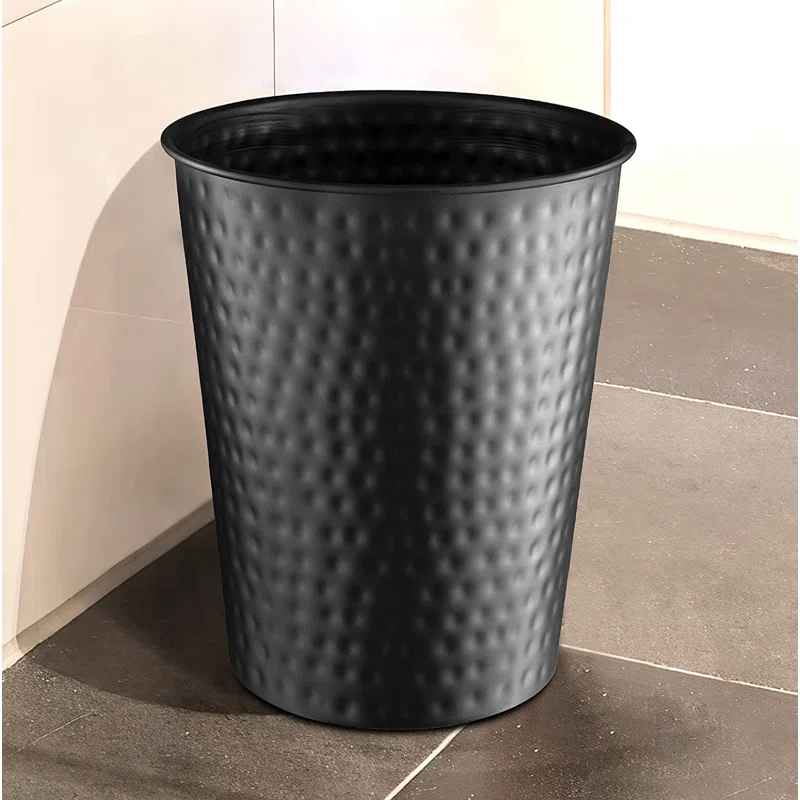 Hand Hammered Metal 1.7 Gallon Waste Basket