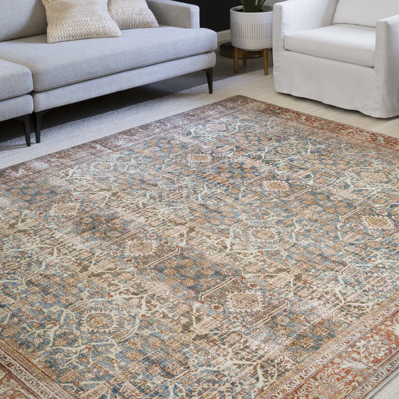 Cassian Persian Inspired Ocean Rust Area Rug 9'x12'