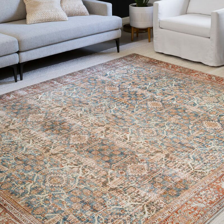 Cassian Persian Inspired Ocean Rust Area Rug 9'x12'