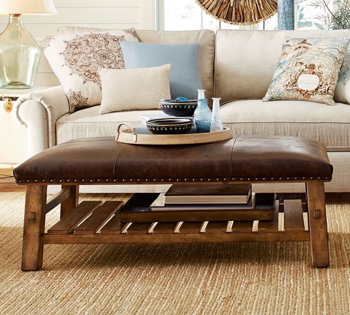 Caden Rectangular Leather Ottoman
