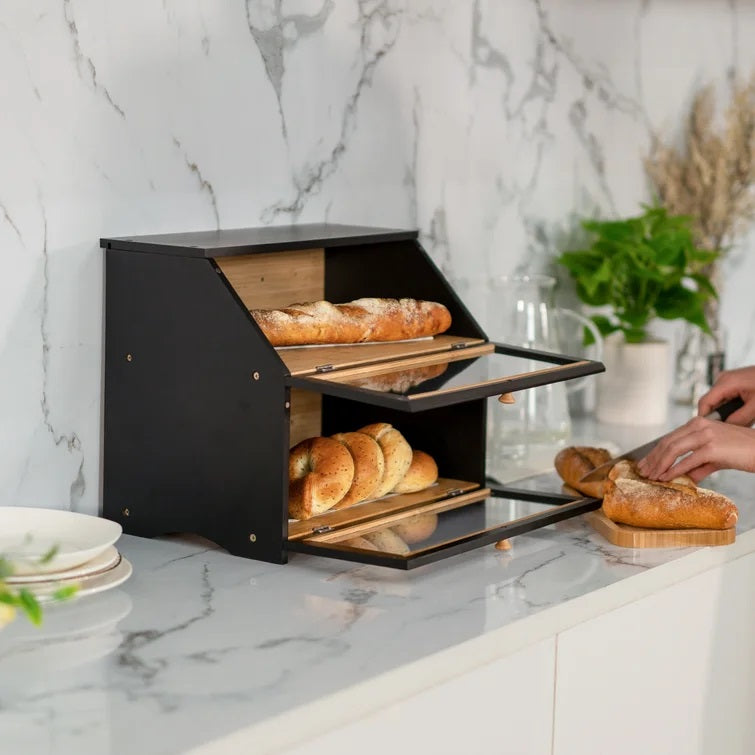 Bamboo Two-Layer Bread Box