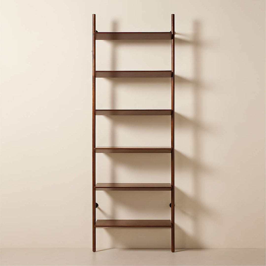 Nabla Brown Walnut Wood Wall Mount Bookcase