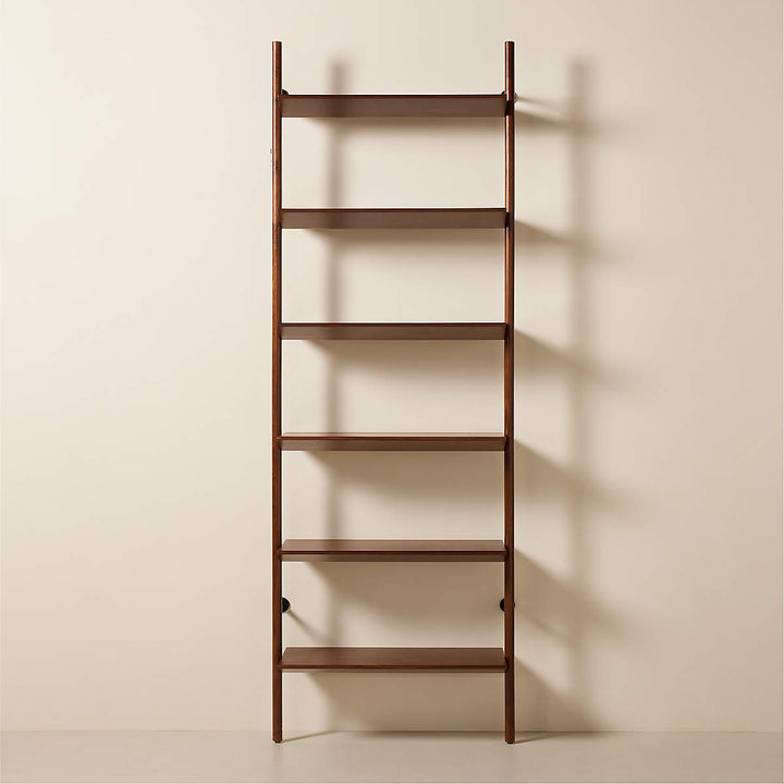 Nabla Brown Walnut Wood Wall Mount Bookcase