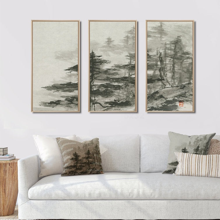 Asian Forest 3 Pieces on Canvas