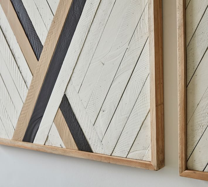 ALEKSANDRA ZEE INLAID WOOD TRIPTYCH WALL ART