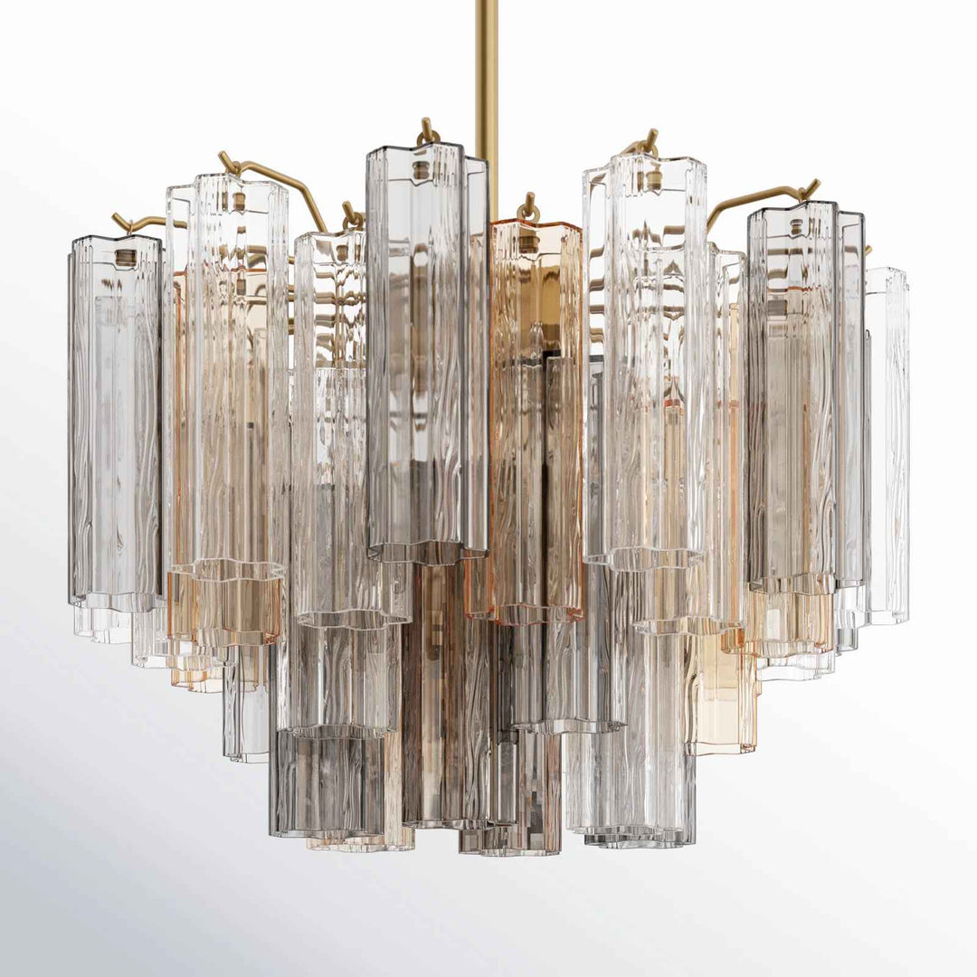 Aged Brass Arras Dimmable Tiered Chandelier