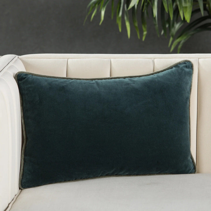 Lyla Solid Teal Grey Pillow With Insert-21"x13"
