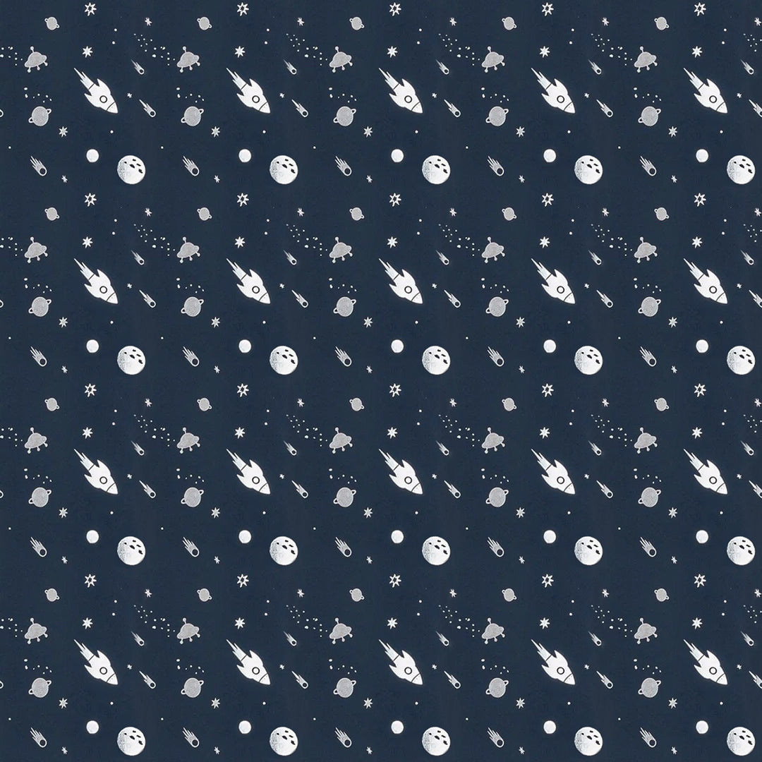 Tatyana Silver Foil Outer Space Polyester Blackout Curtain Pair (Set of 2)