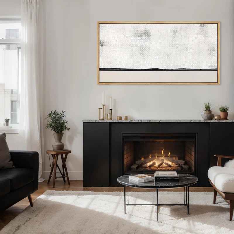 Minimal Landscape Minimalist Dotted Horizon Line In Monochrome Wall Decor-30"x60"