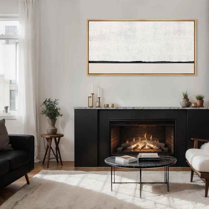 Minimal Landscape Minimalist Dotted Horizon Line In Monochrome Wall Decor-30"x60"